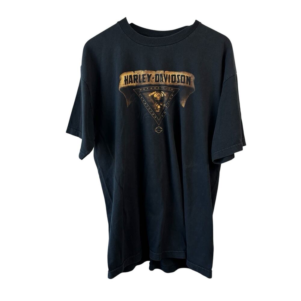 Harley Davidson Mens T Shirt XL Black Kuwait Short Sleeve Biker Y2k USA Cotton - Picture 5 of 6